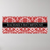 Bat Mitzvah, aangepaste naam Banner Red Damask Poster (Voorkant)