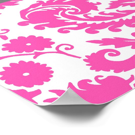 Bat Mitzvah Aangepaste naam Banner Roze Damask Poster (Hoek)