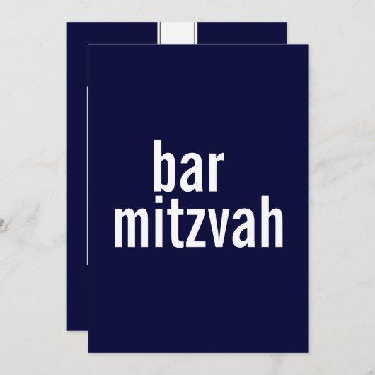 Bat Mitzvah aankondigingen {Navy Blue} (Voorkant / Achterkant)
