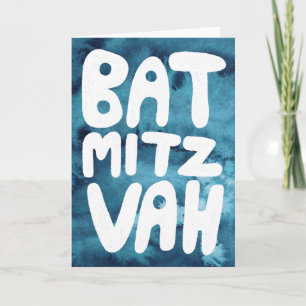 BAT MITZVAH Aanpasbare Blauwe Aquarel Gefeliciteer Kaart