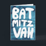 BAT MITZVAH Aanpasbare Blauwe Aquarel Groet Kaart<br><div class="desc">Handgetekende tekst door mij voor jou met een kleurrijke aquarel achtergrond. Voeg je eigen tekst toe aan de binnenkant van de kaart. Voor meer ontwerpen en kleuren, kijk in mijn winkel! Of laat me weten als je iets op maat wilt. Ik heb ook bijpassend inpakpapier en natuurlijk zowel Bar als...</div>
