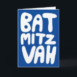 BAT MITZVAH Aanpasbare Wenskaart Blauw Wit Kaart<br><div class="desc">Handgetekende tekst door mij voor jou. Voeg je eigen tekst toe aan de binnenkant van de kaart of verander de achtergrondkleuren. Voor meer ontwerpen en kleuren, kijk in mijn winkel! Of laat me weten als je iets op maat wilt. Ik heb ook bijpassend inpakpapier en natuurlijk zowel Bar als Bat...</div>