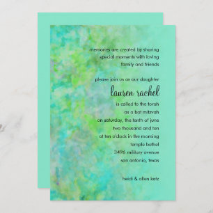 Bat Mitzvah Abstract Design in Aqua Kaart