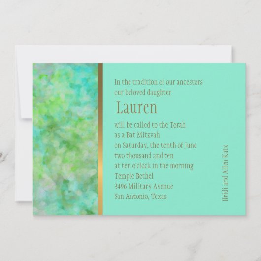 Bat Mitzvah Abstract Design in Aqua Kaart (Voorkant)