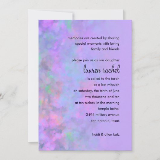 Bat Mitzvah Abstract Design in het Paars Kaart (Voorkant)