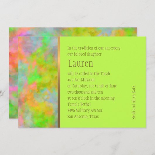 Bat Mitzvah Abstract Design in Lime Green Kaart (Voorkant / Achterkant)