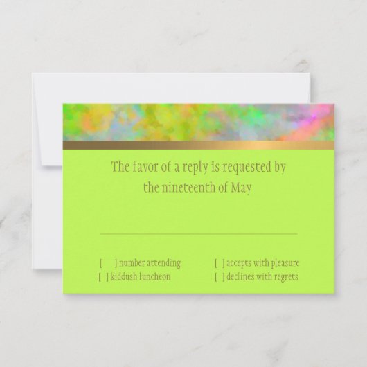 Bat Mitzvah Abstract Design in Lime Green RSVP Kaartje (Voorkant)