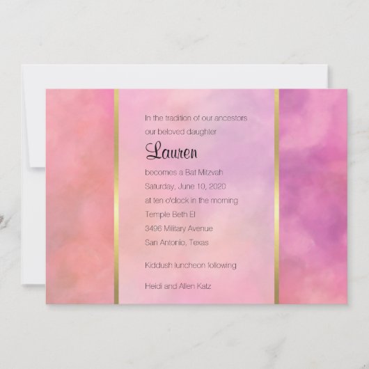 Bat Mitzvah Abstract Design in Roze Kaart (Voorkant)