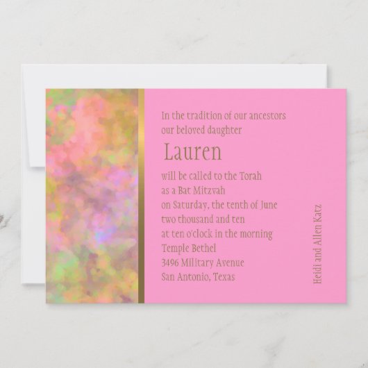 Bat Mitzvah Abstract Design in Roze Kaart (Voorkant)