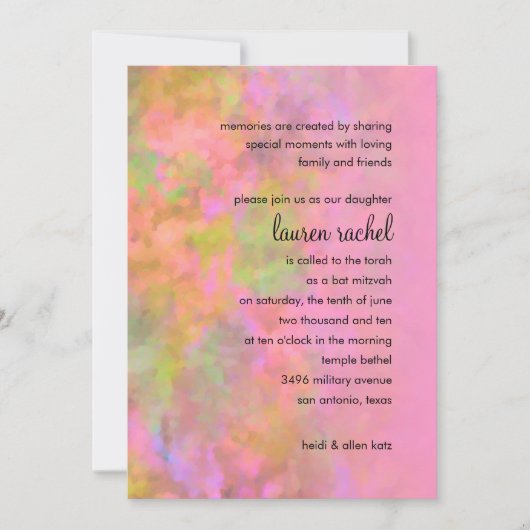 Bat Mitzvah Abstract Design in Roze Kaart (Voorkant)