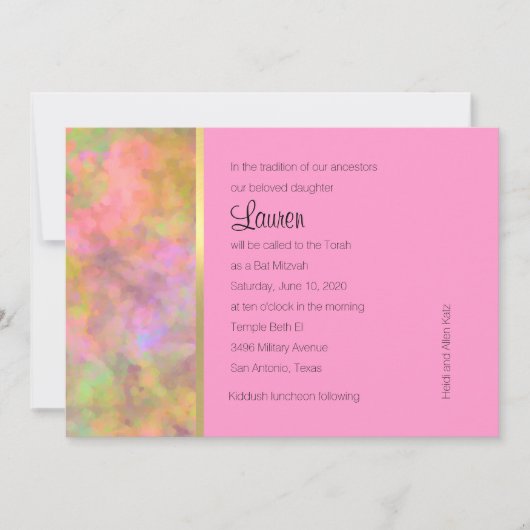 Bat Mitzvah Abstract Design in Roze Kaart (Voorkant)