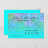 Bat Mitzvah Abstract Design in Turquoise RSVP Kaartje (Voorkant / Achterkant)