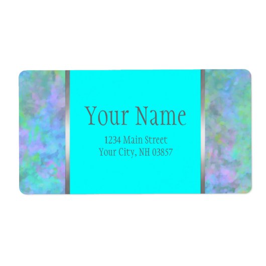 Bat Mitzvah Abstract Design in Turquoise Silver Etiket (Voorkant)