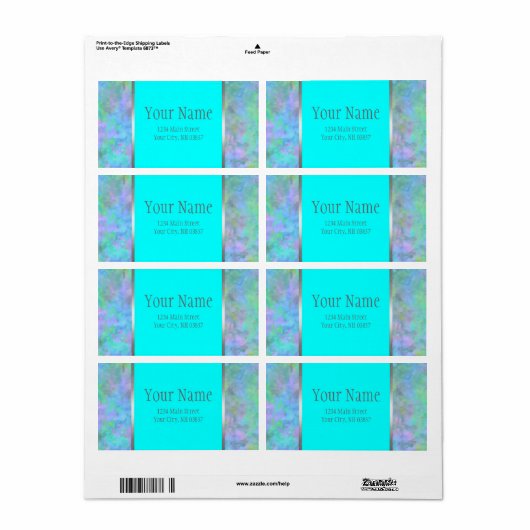 Bat Mitzvah Abstract Design in Turquoise Silver Etiket (Full Sheet)