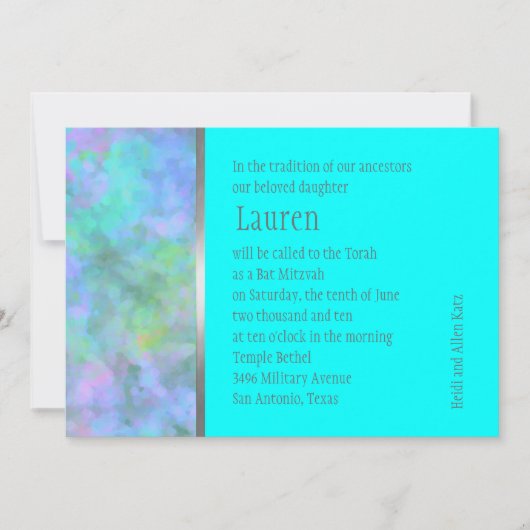 Bat Mitzvah Abstract Design in Turquoise Silver Kaart (Voorkant)