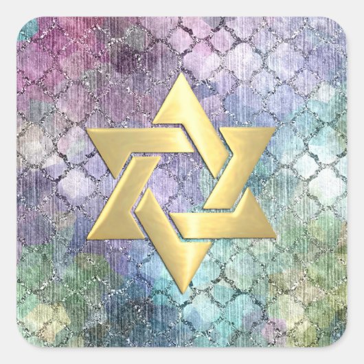 Bat Mitzvah Abstract pasteipatroon Vierkante Sticker (Voorkant)