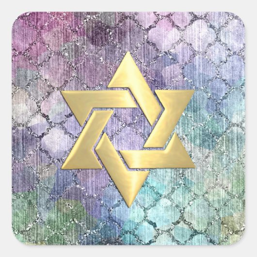 Bat Mitzvah Abstract Shimmery Pastel Pattern Vierkante Sticker (Voorkant)