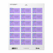 Bat Mitzvah Abstracte Paarse roze blauwe zilver Etiket (Full Sheet)
