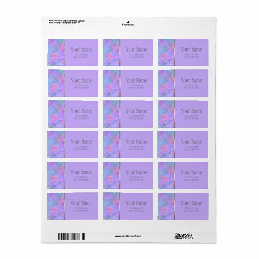 Bat Mitzvah Abstracte Paarse roze blauwe zilver Etiket (Full Sheet)