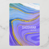 BaT Mitzvah Agate Marble REAL GOLD Foil Invitation Folie Uitnodiging (Achterkant)