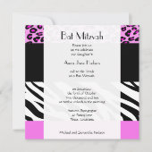 Bat Mitzvah - Animal Print, Zebra, Leopard - Roze Kaart (Voorkant)