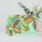 Bat Mitzvah Aqua Brown Waterverf Petals over Star Kaart (Staand voorkant)