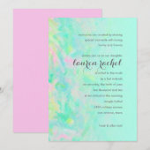 Bat Mitzvah Aqua en Roze design Kaart (Voorkant / Achterkant)