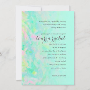 Bat Mitzvah Aqua en Roze design Kaart