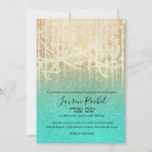 Bat Mitzvah Aqua Gold Extra Sparkly Kaart (Voorkant)