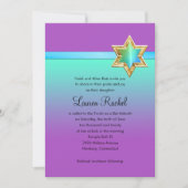 Bat Mitzvah Aqua Green Ombre Ribbon en Star Kaart (Voorkant)