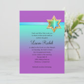 Bat Mitzvah Aqua Green Ombre Ribbon en Star Kaart (Staand voorkant)