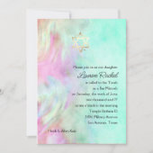 Bat Mitzvah Aqua Tie Dye Design Invitation Kaart (Voorkant)