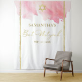 Bat Mitzvah Aquarel Achtergronden | Roze Abstract Wandkleed (In situ)