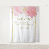 Bat Mitzvah Aquarel Achtergronden | Roze Abstract Wandkleed (Voorkant)