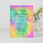 Bat Mitzvah Aquarel Levendig Kleurrijk Ster Kaart (Staand voorkant)