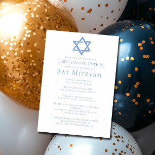 Bat Mitzvah Artistieke Blauwe Davidster Feest Magnetische Uitnodiging
