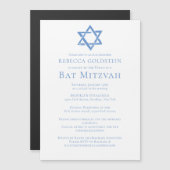 Bat Mitzvah Artistieke Blauwe Ster van David Feest Magnetische Uitnodiging (Voorkant / Achterkant)