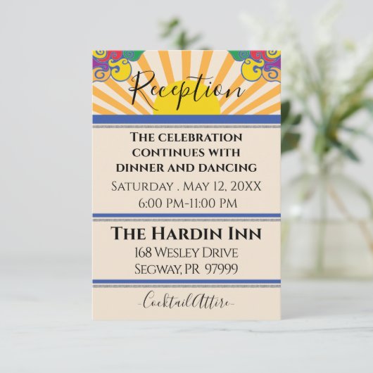 Bat Mitzvah Bar Mitzvah 60's Style Reception Card Informatiekaartje (Staand voorkant)