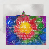 Bat Mitzvah Bar Mitzvah Colorful Invitation Kaart (Voorkant / Achterkant)
