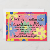 Bat Mitzvah Bar Mitzvah Groovy Flower Invitation Kaart (Voorkant)