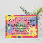 Bat Mitzvah Bar Mitzvah Groovy Flower Invitation Kaart (Staand voorkant)