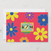 Bat Mitzvah Bar Mitzvah Groovy Flower Invitation Kaart (Achterkant)