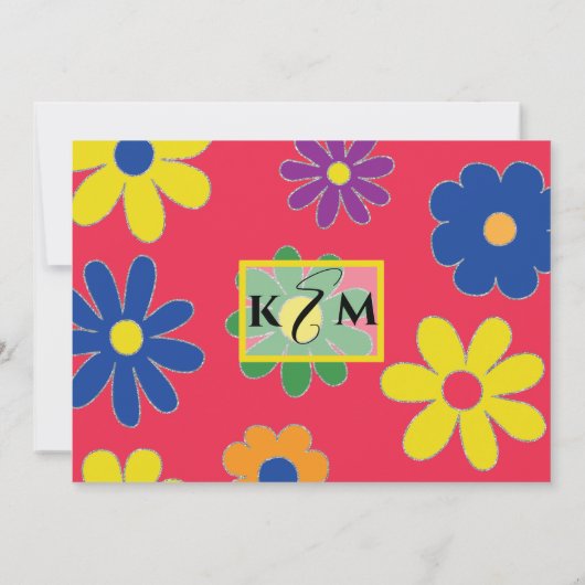 Bat Mitzvah Bar Mitzvah Groovy Flower Invitation Kaart (Achterkant)