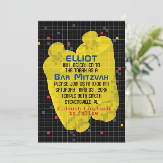 Bat Mitzvah Bar Mitzvah spel op uitnodiging (Staand voorkant)