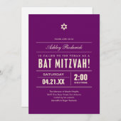 Bat Mitzvah Big Type Invitaties Kaart (Voorkant / Achterkant)