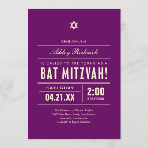 Bat Mitzvah Big Type Invitaties Kaart