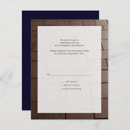 Bat Mitzvah Bimah Movie RSVP Reply Card (Voorkant / Achterkant)