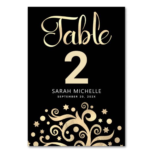 Bat Mitzvah Black Gold Foil Tree of Life Script Kaart (Achterkant)