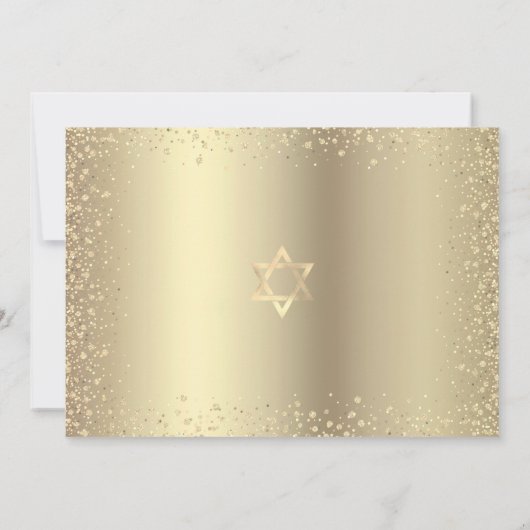 Bat Mitzvah Black Gold Foil Tree of Life Script Kaart (Achterkant)