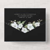 Bat Mitzvah Black Gold Script Waterverf Floral All In One Uitnodiging (Achterkant)